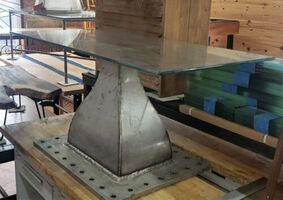 Custom Industrial Tempered Glass Table Top made with Solid Aluminum Base VA Tech